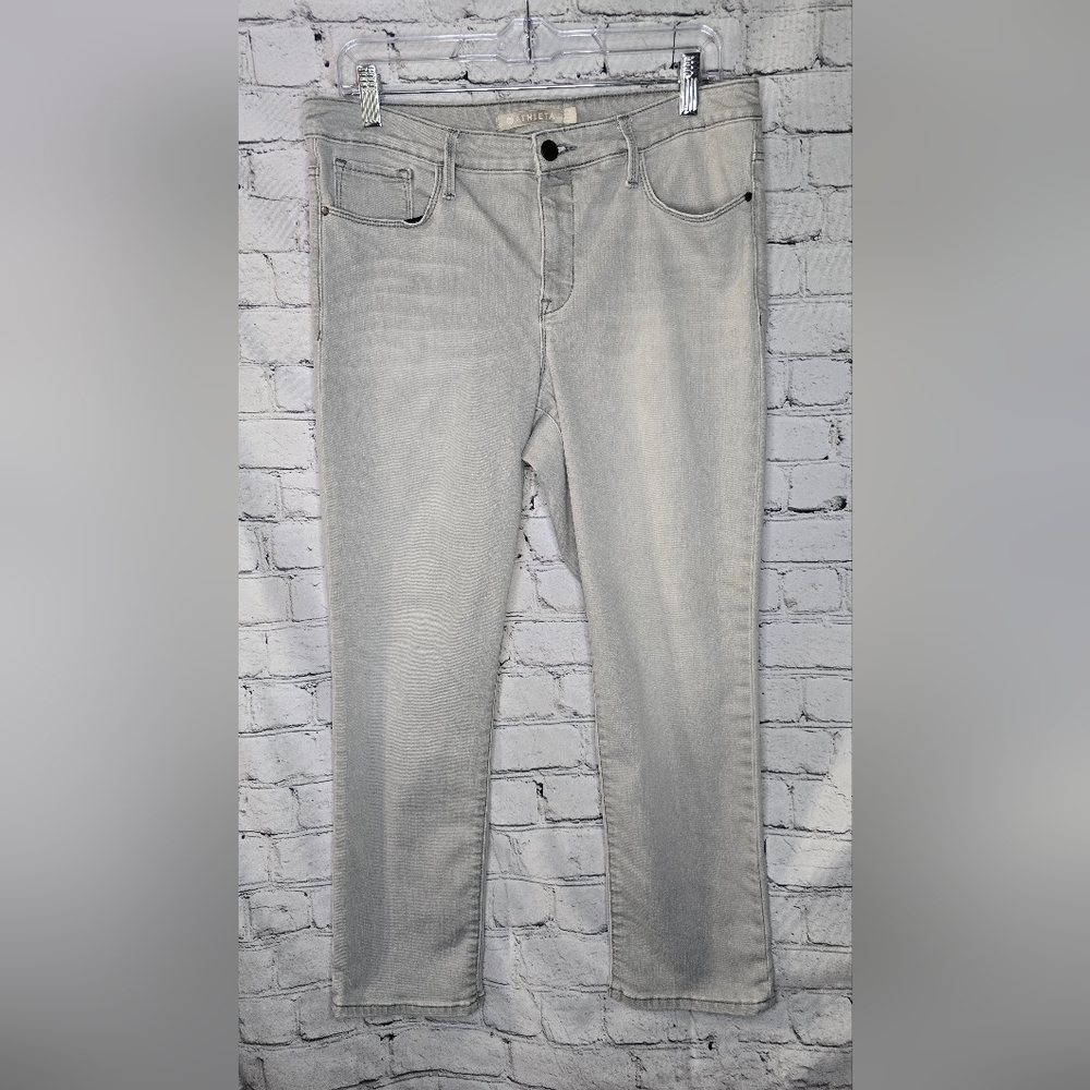Athleta Sculptek Gray Denim Skinny Jeans Stretch Kenai‎ Wash Size 14